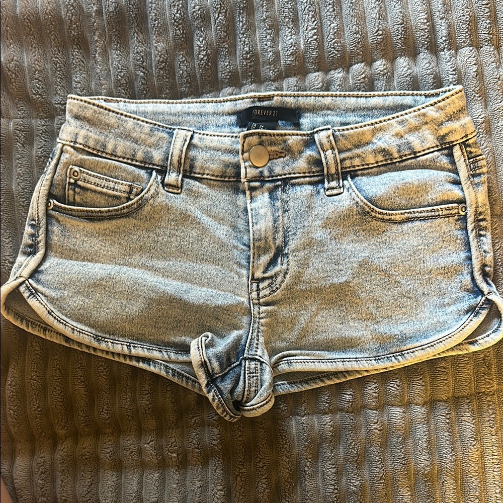 Forever 21 Washed Blue Denim Shorts